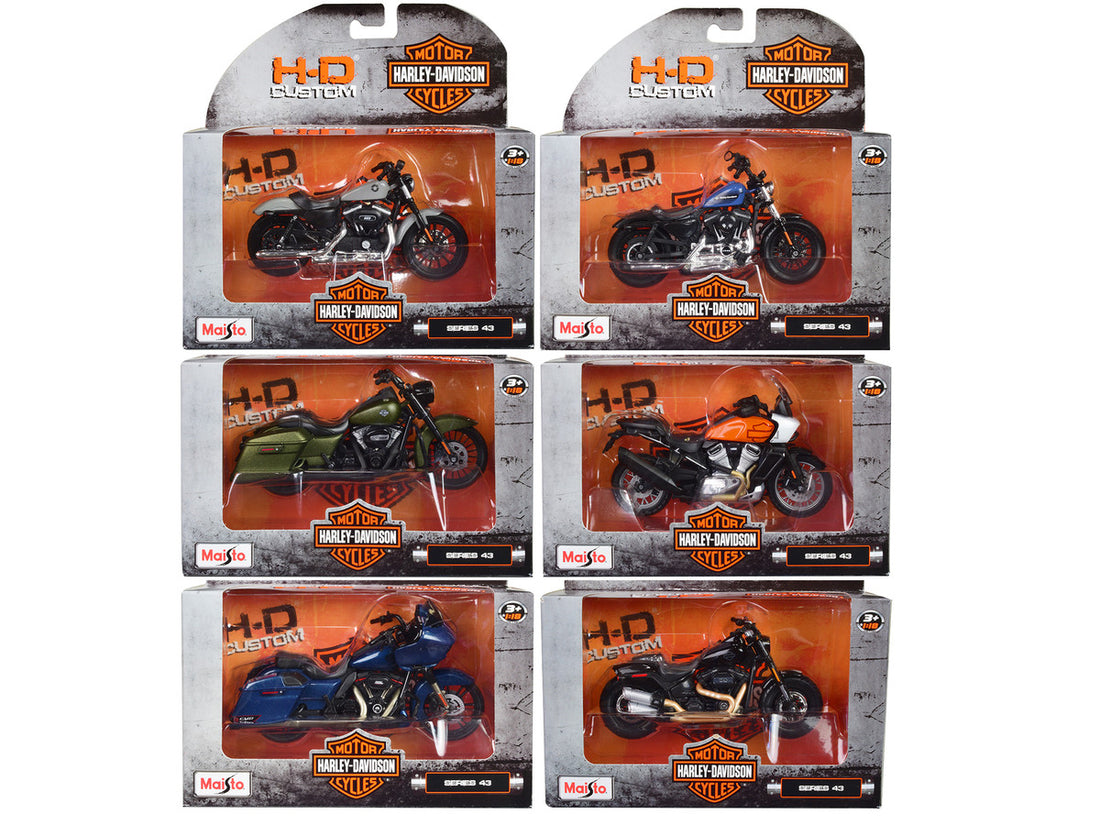 Harley-Davidson Motorcycles 6 piece Set Series 43 1/18 Diecast Models by Maisto-0