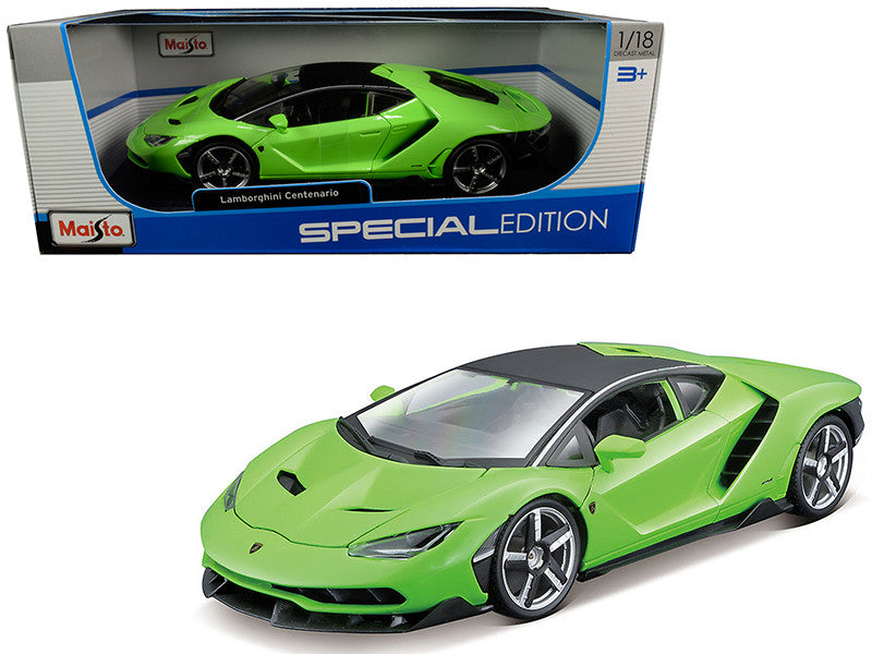 Lamborghini Centenario Lime Green with Matt Black Top 1/18 Diecast Model Car by Maisto-0