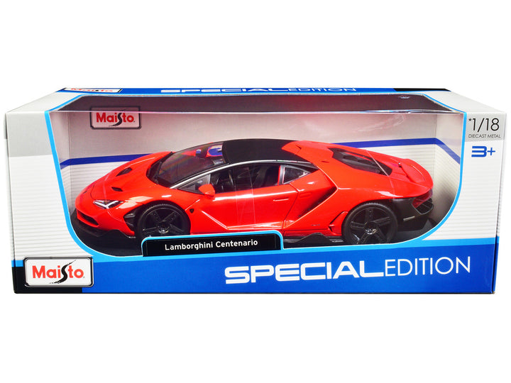 Lamborghini Centenario Orange with Matt Black Top "Special Edition" 1/18 Diecast Model Car by Maisto-0
