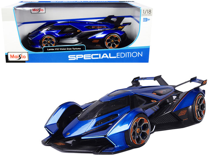 Lamborghini V12 Vision Gran Turismo Blue Metallic 1/18 Diecast Model Car by Maisto-0
