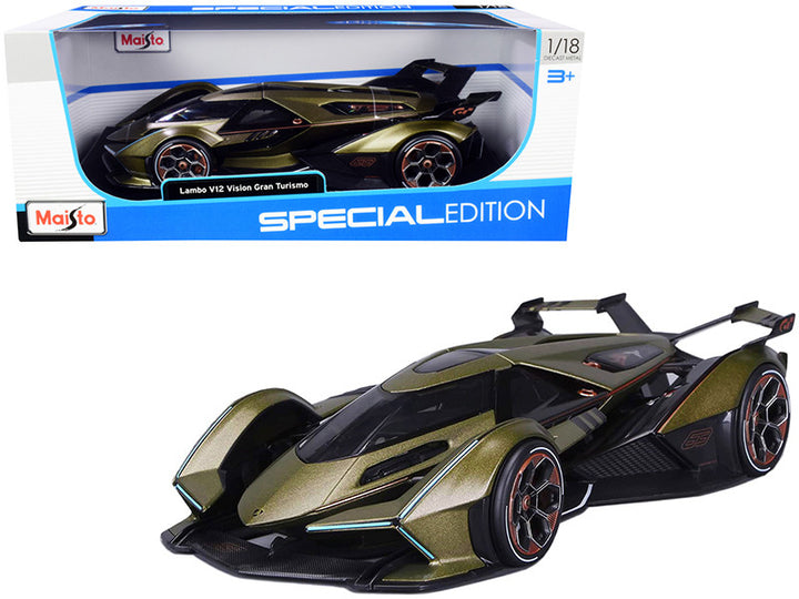 Lamborghini V12 Vision Gran Turismo Matt Green Metallic 1/18 Diecast Model Car by Maisto-0