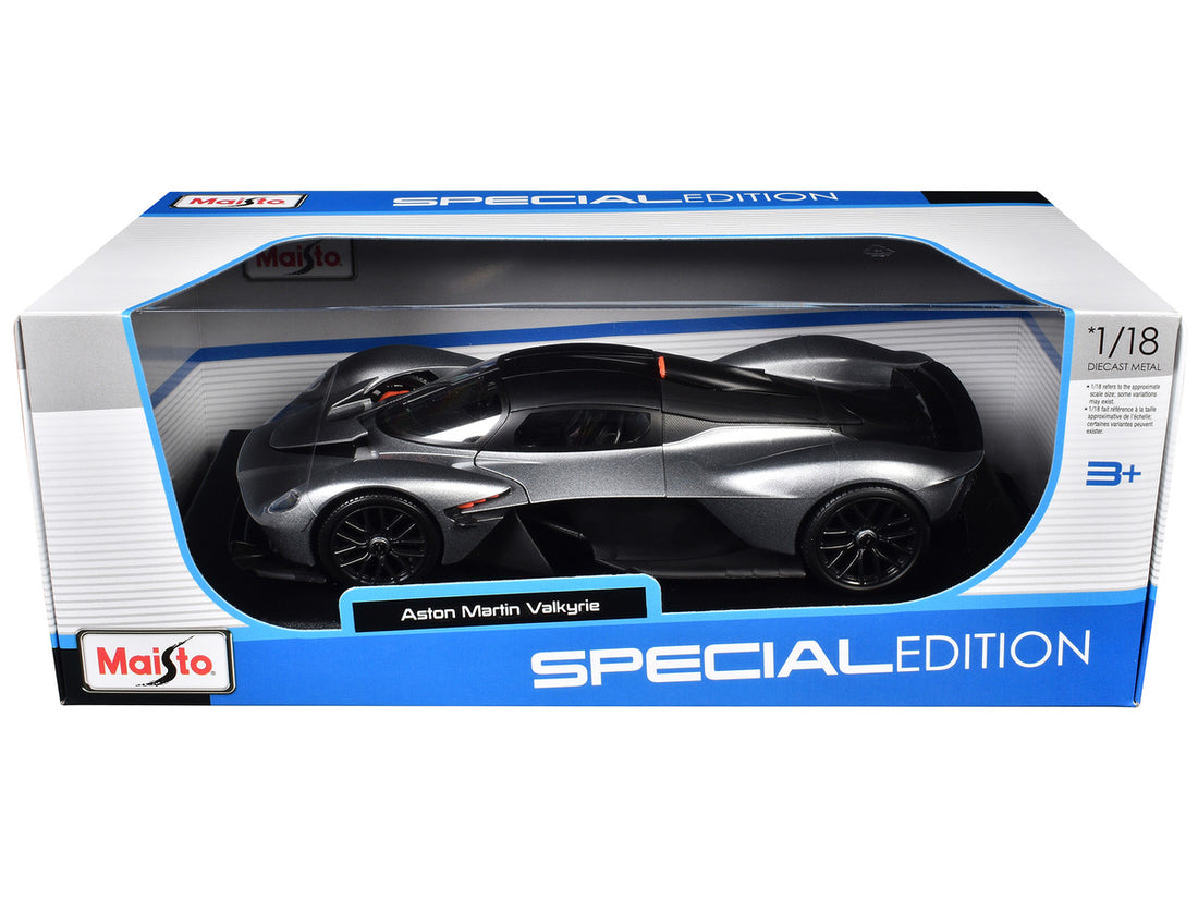 Aston Martin Valkyrie Silver Metallic with Matt Black Top "Special Edition" Series 1/18 Diecast Model Car by Maisto-2