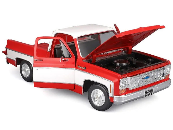 1974 Chevrolet C10 Cheyenne Super Pickup Truck Red and White "Special Edition" Series 1/18 Diecast Model Car by Maisto-1