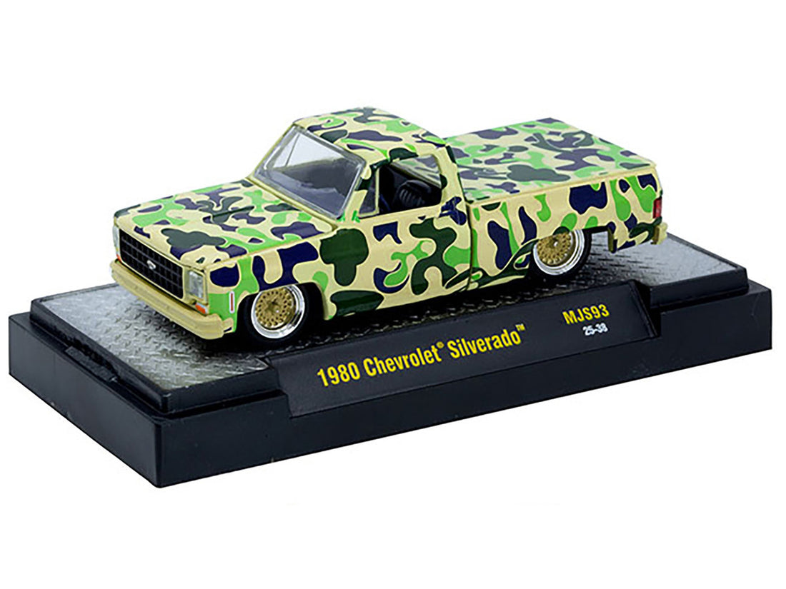 1980 Chevrolet Silverado Pickup Truck Camouflage Limited Edition to 7480 pieces Worldwide 1/64 Diecast Model Car by M2 Machines-0
