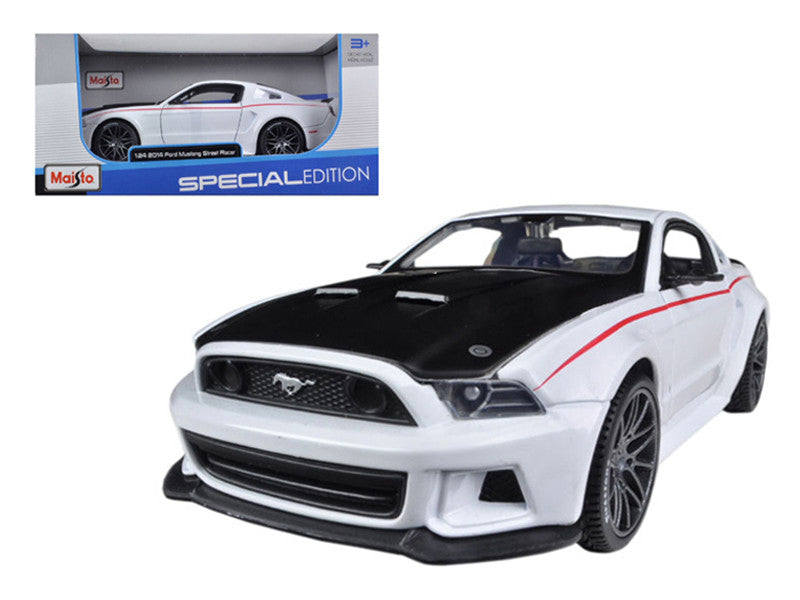 2014 Ford Mustang "Street Racer" White with Black Hood "Special Edition" Series 1/24 Diecast Model Car by Maisto-0