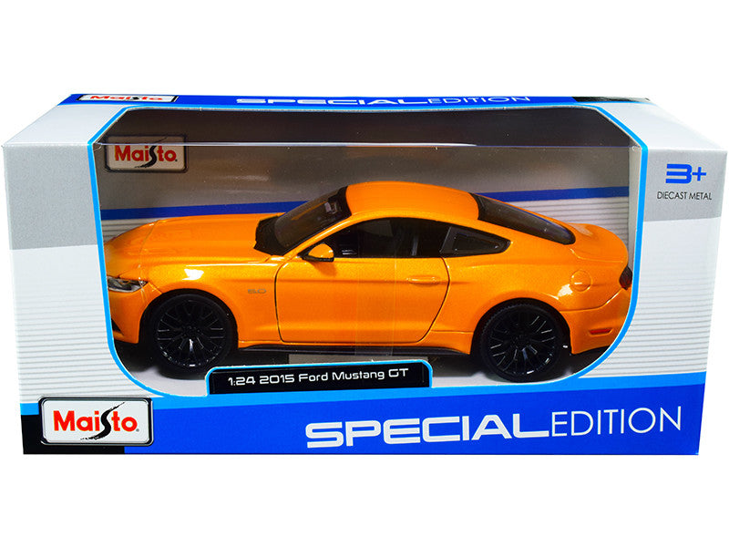 2015 Ford Mustang GT 5.0 Orange Metallic 1/24 Diecast Model Car by Maisto-0