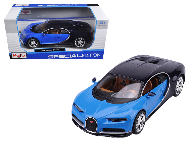 Bugatti Chiron Blue and Dark Blue 1/24 Diecast Model Car by Maisto-0