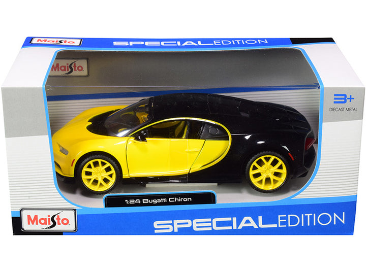 Bugatti Chiron Yellow and Black 1/24 Diecast Model Car by Maisto-0