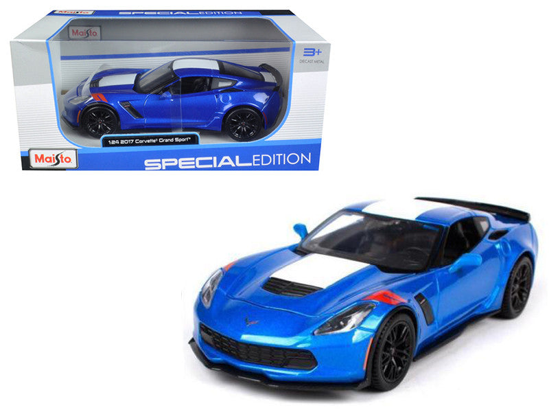 2017 Chevrolet Corvette Grand Sport Blue Metallic 1/24 Diecast Model Car by Maisto-0