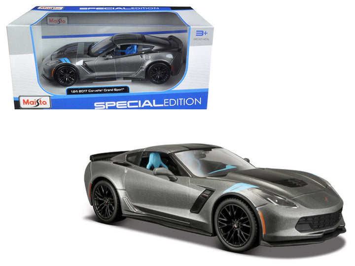 2017 Chevrolet Corvette Grand Sport Gray Metallic 1/24 Diecast Model Car by Maisto-0