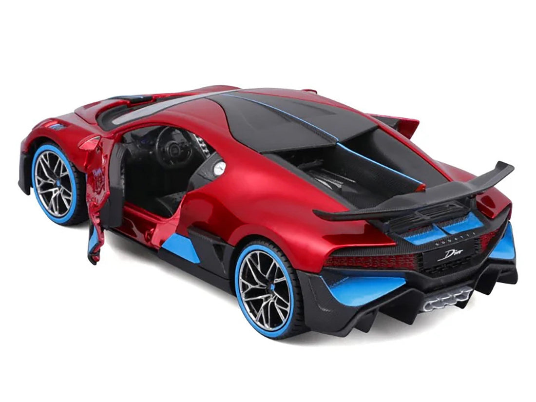 Bugatti Divo Red Metallic with Carbon and Blue Accents "Special Edition" 1/24 Diecast Model Car by Maisto 3