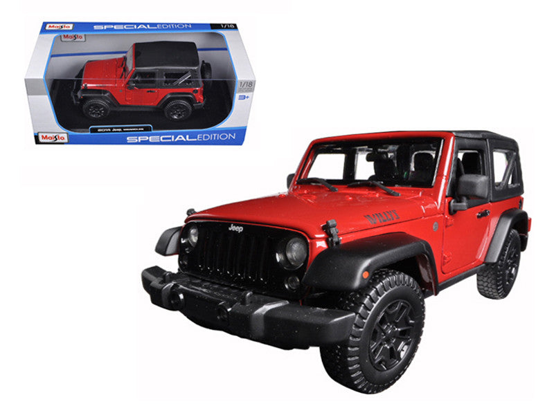 2014 Jeep Wrangler Willys Red 1/18 Diecast Model Car by Maisto-0