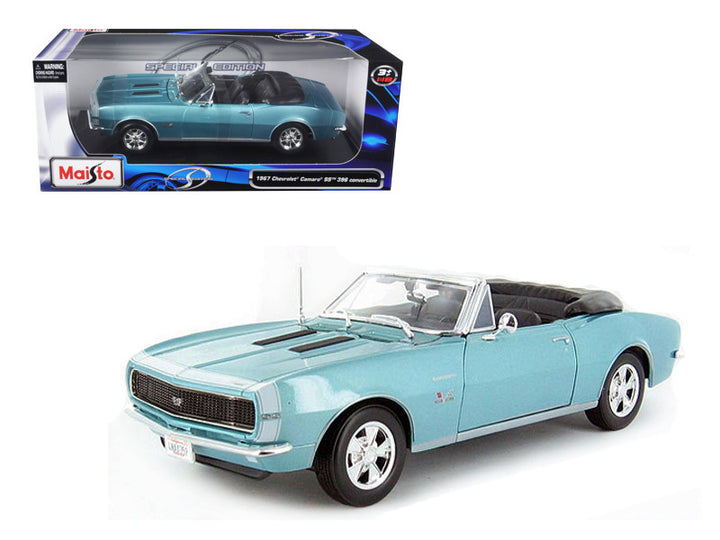 1967 Chevrolet Camaro SS 396 Convertible Turquoise 1/18 Diecast Model Car by Maisto-0