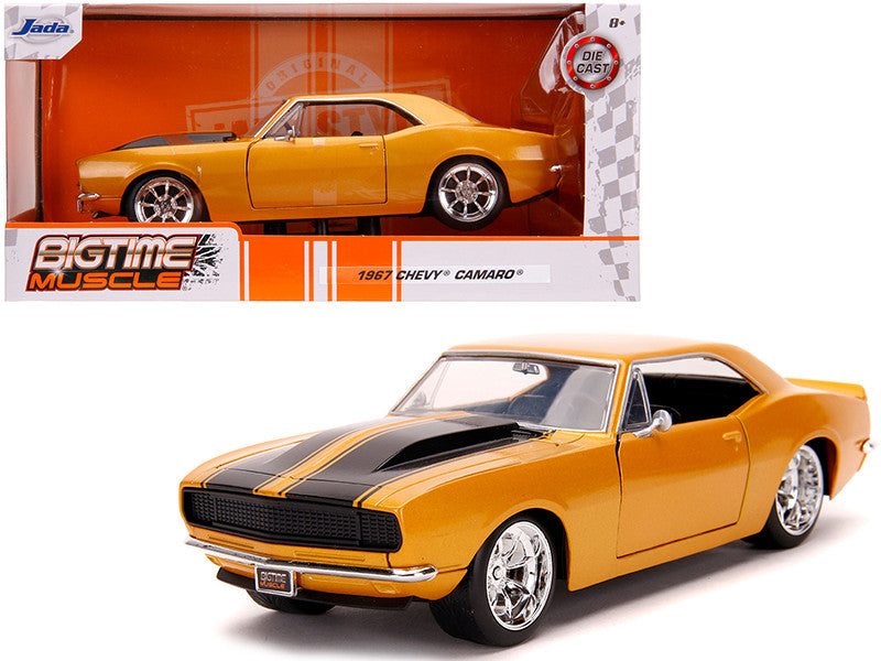 1967 Chevrolet Camaro Orange Metallic with Black Stripes "Bigtime Muscle" 1/24 Diecast Model Car by Jada-0