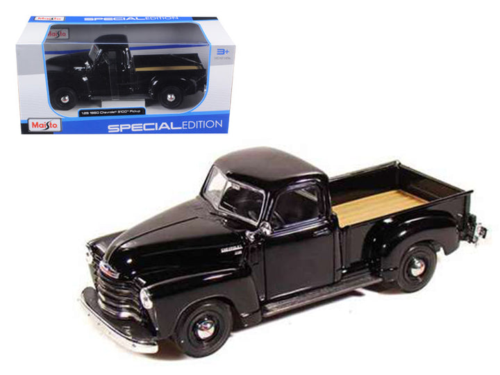 1950 Chevrolet 3100 Pickup Truck Black 1/25 Diecast Model Car by Maisto-0