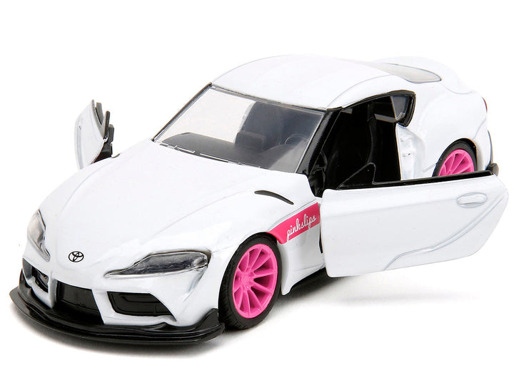 2020 Toyota Supra White Metallic with Pink Wheels "Pink Slips" Series 1/32 Diecast Model Car by Jada-1