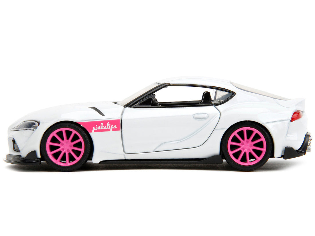 2020 Toyota Supra White Metallic with Pink Wheels "Pink Slips" Series 1/32 Diecast Model Car by Jada-2