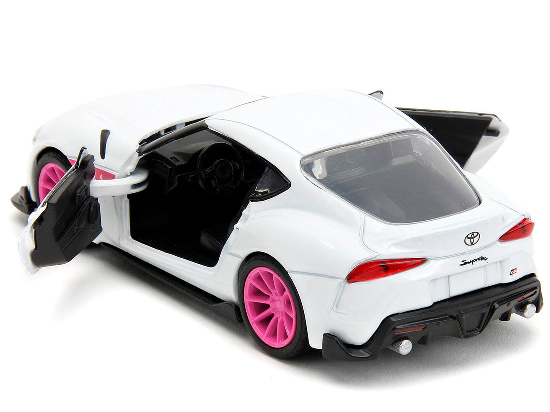 2020 Toyota Supra White Metallic with Pink Wheels "Pink Slips" Series 1/32 Diecast Model Car by Jada-3