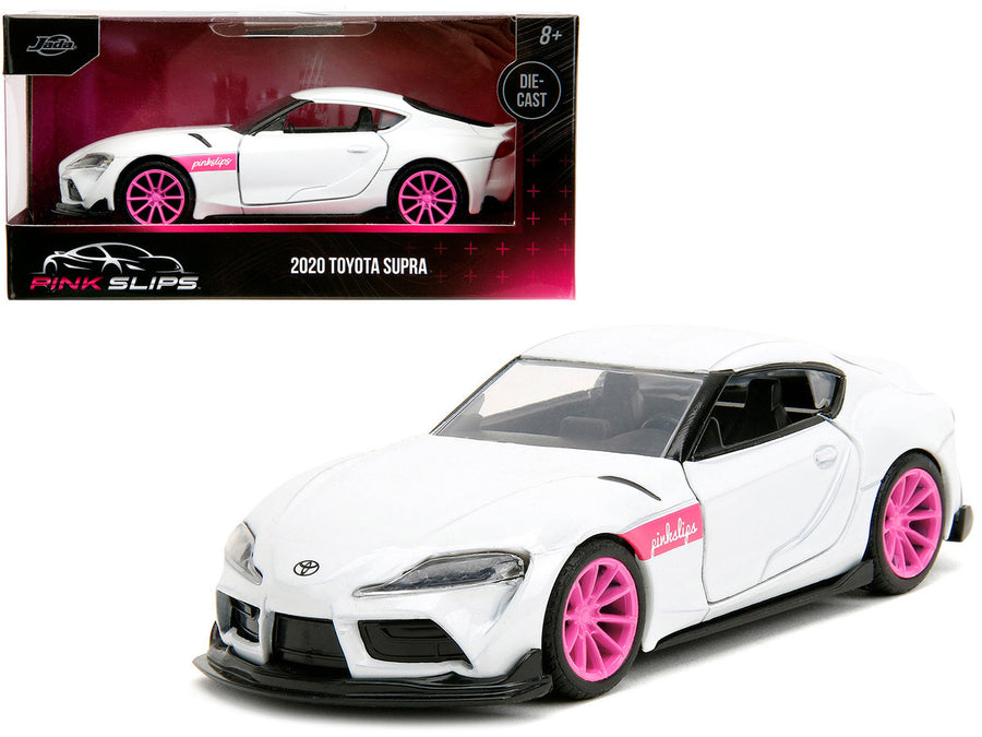 2020 Toyota Supra White Metallic with Pink Wheels "Pink Slips" Series 1/32 Diecast Model Car by Jada-0