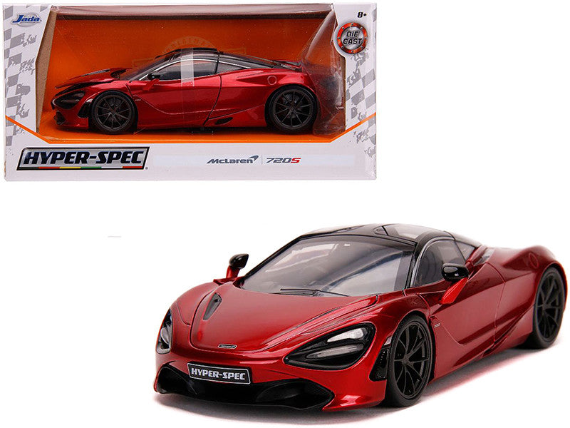 McLaren 720S RHD (Right Hand Drive) Candy Red with Black Top "Hyper-Spec" Series 1/24 Diecast Model Car by Jada-0