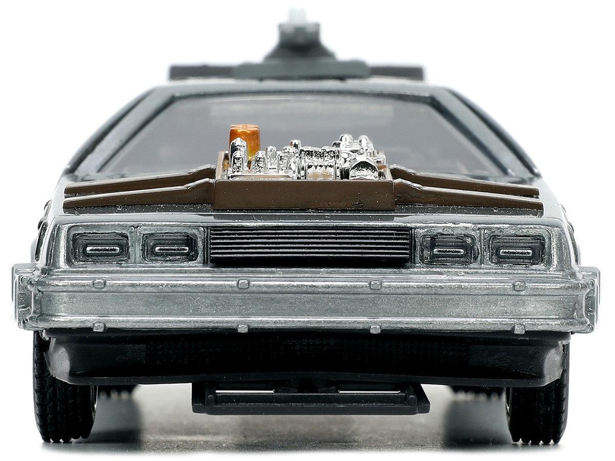 DeLorean DMC (Time Machine) Brushed Metal "Back to the Future Part III" (1990) Movie "Hollywood Rides" Series 1/32 Diecast Model Car by Jada-3