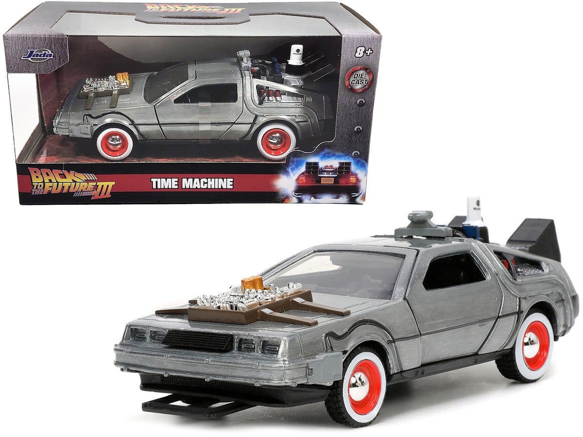 DeLorean DMC (Time Machine) Brushed Metal "Back to the Future Part III" (1990) Movie "Hollywood Rides" Series 1/32 Diecast Model Car by Jada-0
