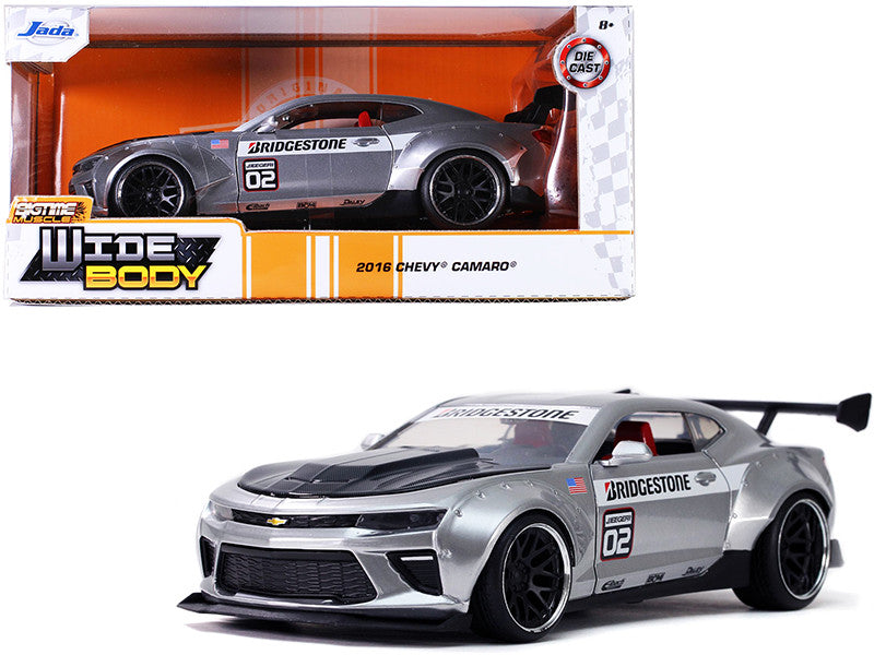 2016 Chevrolet Camaro Widebody #02 "Bridgestone" Silver "Bigtime Muscle" 1/24 Diecast Model Car by Jada-0