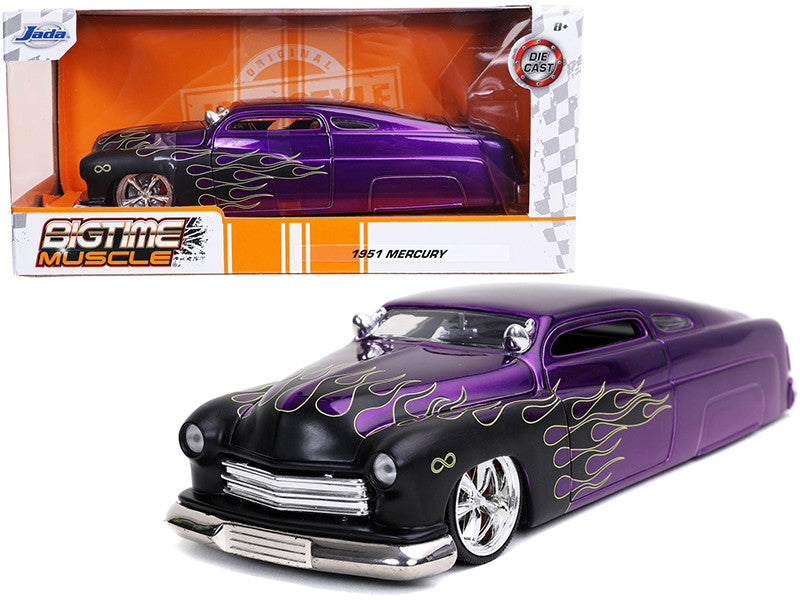 1951 Mercury Purple with Black Flames "Bigtime Muscle" 1/24 Diecast Model Car by Jada-0