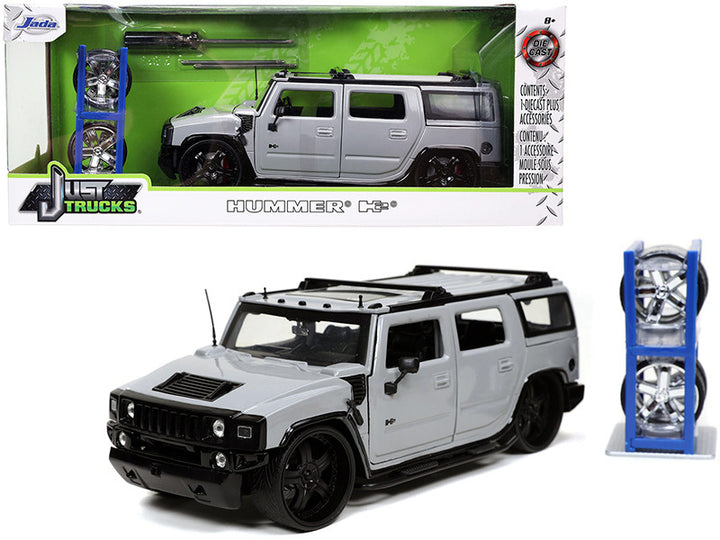 Hummer H2 Gray with Extra Wheels "Just Trucks" Series 1/24 Diecast Model Car by Jada-0