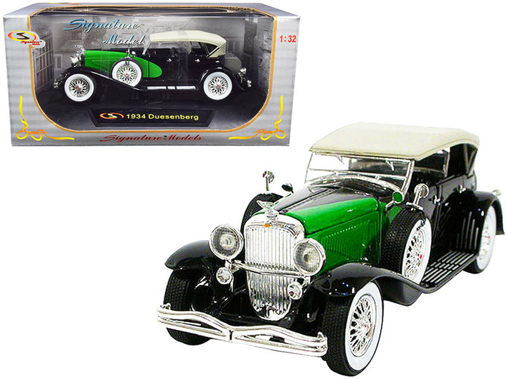 1934 Duesenberg Black and Green 1/32 Diecast Model Car by Signature Models-0