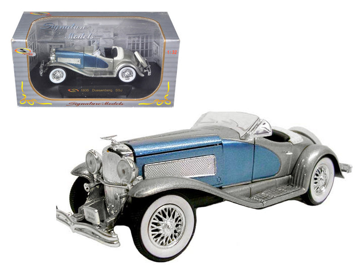 1935 Duesenberg SSJ Convertible Blue and Silver 1/32 Diecast Model Car by Signature Models-0