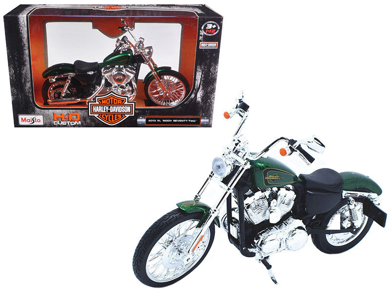 2013 Harley Davidson XL 1200V Seventy Two Green Motorcycle Model 1/12 by Maisto-0