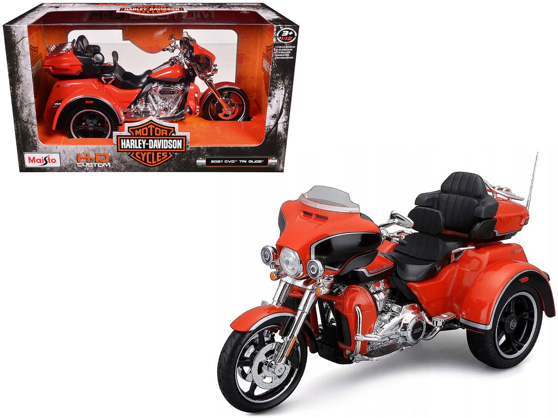 2021 Harley Davidson CVO Tri Glide Motorcycle Orange "H-D Custom" 1/12 Diecast Model by Maisto-4