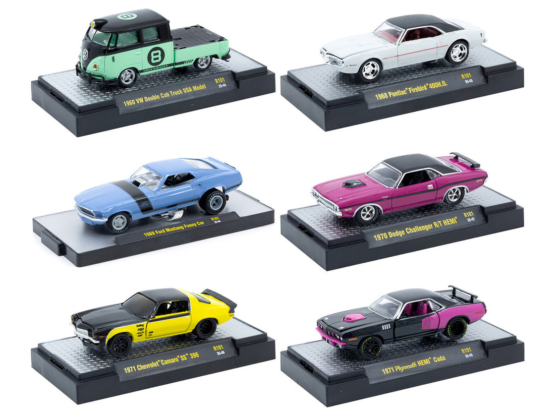 "Auto-Thentics" 6 piece Set Release 101 IN DISPLAY CASES Limited Edition 1/64 Diecast Model Cars by M2 Machines-0
