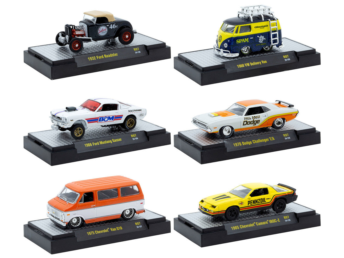 "Auto-Thentics" 6 piece Set Release 97 IN DISPLAY CASES Limited Edition 1/64 Diecast Model Cars by M2 Machines-0