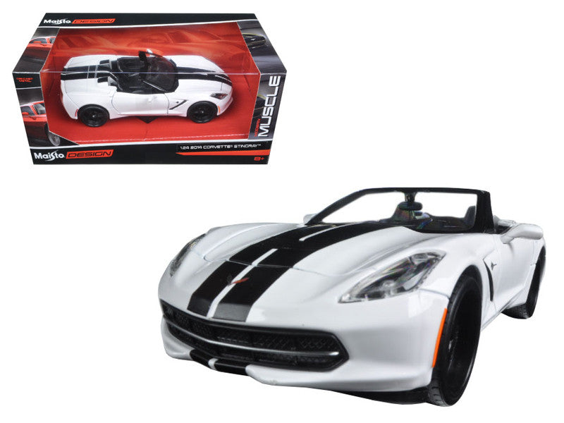 2014 Chevrolet Corvette Stingray Convertible White/Black "Modern Muscle" 1/24 Diecast Model Car by Maisto-0