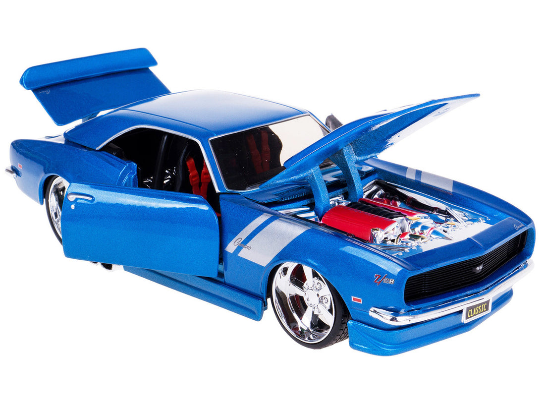 1968 Chevrolet Camaro Z/28 Blue Metallic with Silver Stripes "Classic Muscle" Series 1/24 Diecast Model Car by Maisto-1