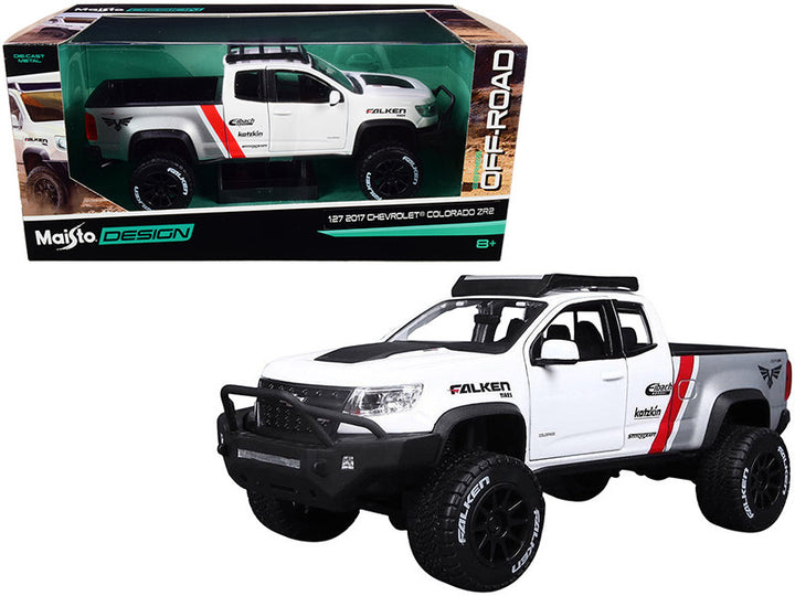 2017 Chevrolet Colorado ZR2 Pickup Truck "Falken Tires" White and Silver 1/27 Diecast Model Car by Maisto-0