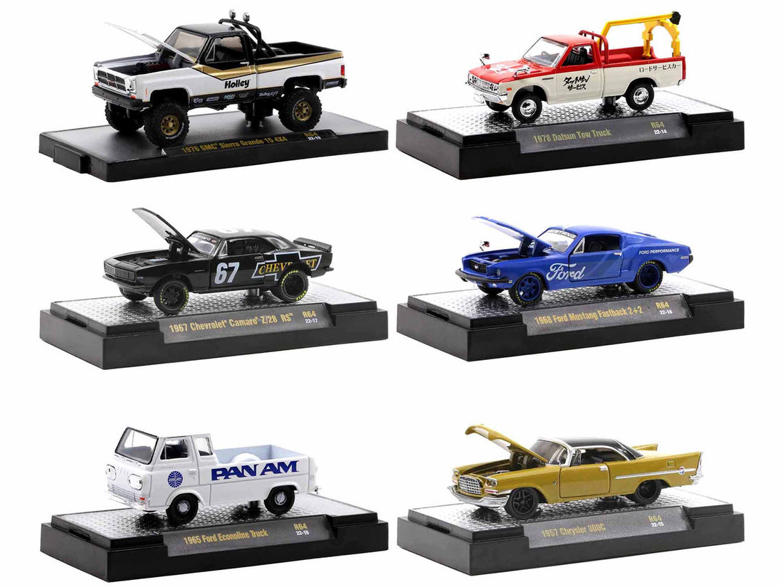 "Auto Meets" Set of 6 Cars IN DISPLAY CASES Release 64 Limited Edition to 9600 pieces Worldwide 1/64 Diecast Model Cars by M2 Machines-0