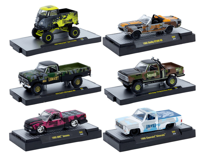 Auto Meets Set of 6 Cars IN DISPLAY CASES Release S60 Limited Edition 1/64 Diecast Model Cars by M2 Machines