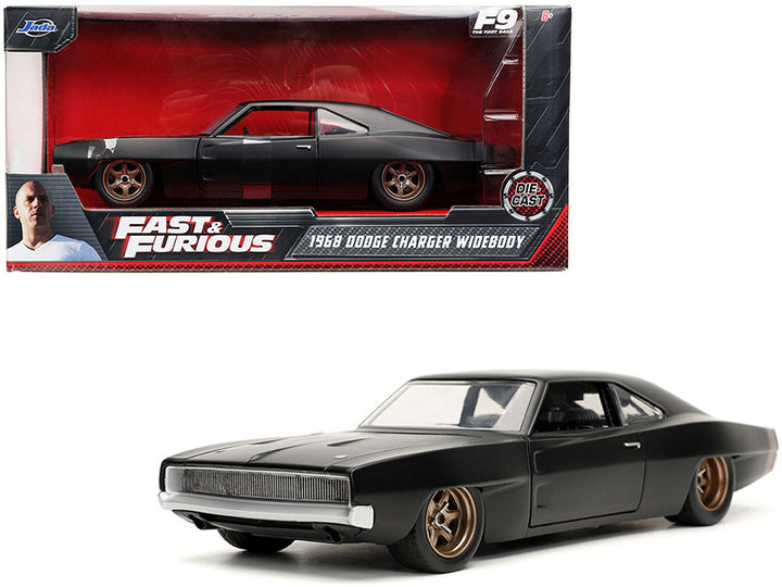 Dom's 1968 Dodge Charger Widebody Matt Black "Fast & Furious 9 F9" (2021) Movie 1/24 Diecast Model Car by Jada-0