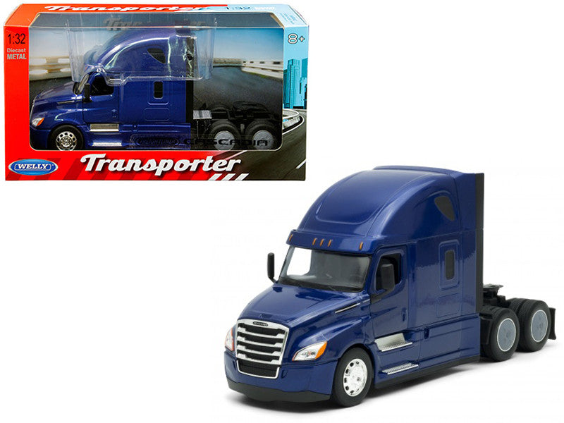 Freightliner Cascadia Truck Blue "Transporter" 1/32 Diecast Model by Welly-0