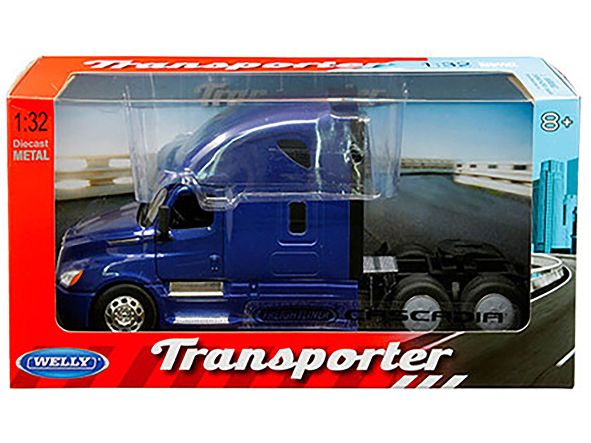 Freightliner Cascadia Truck Blue "Transporter" 1/32 Diecast Model by Welly-2