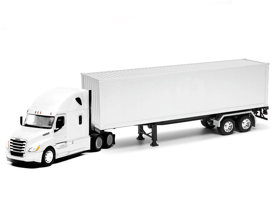 Freightliner Cascadia Truck White with White Container "Transporter" Series 1/32 Diecast Model by Welly-1