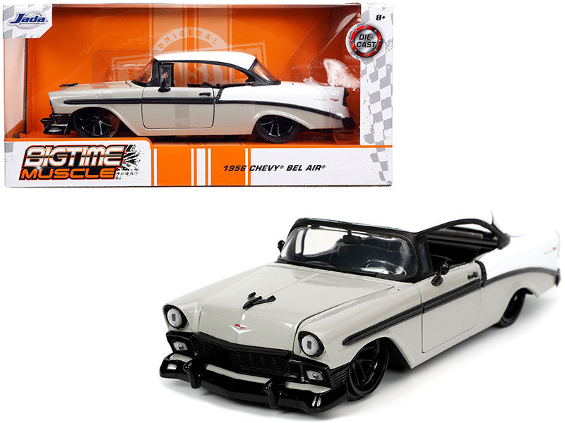 1956 Chevrolet Bel Air Gray and White "Bigtime Muscle" 1/24 Diecast Model Car by Jada-0