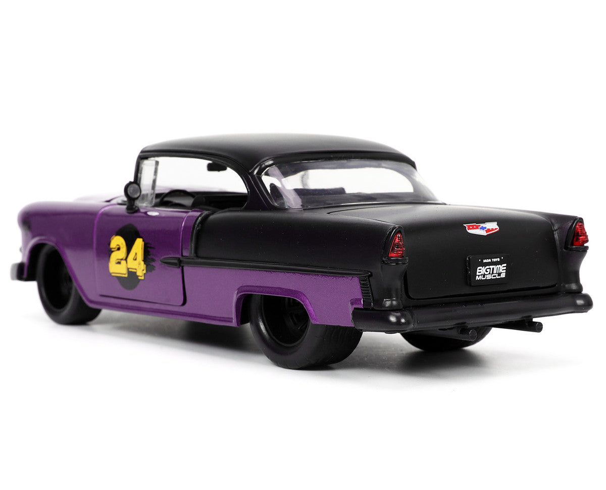 1955 Chevrolet Bel Air #24 Purple Metallic and Matt Black "Bigtime Muscle" Series 1/24 Diecast Model Car by Jada-0