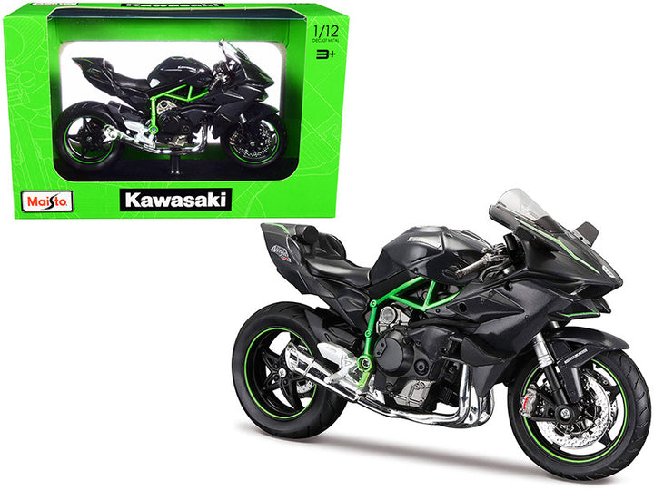 Kawasaki Ninja H2 R Black and Carbon with Plastic Display Stand 1/12 Diecast Motorcycle Model by Maisto-0