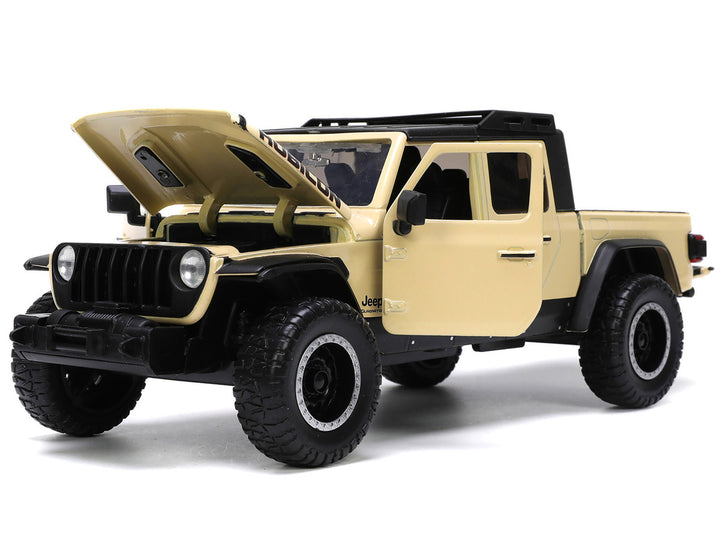 2020 Jeep Gladiator Rubicon Pickup Truck Cream with Roof Rack with Extra Wheels "Just Trucks" Series 1/24 Diecast Model Car by Jada-1