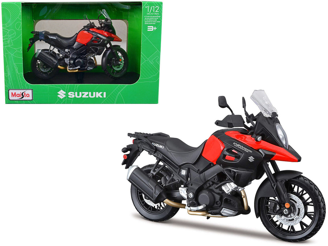 Suzuki V-Strom 1000 Red and Black with Plastic Display Stand 1/12 Diecast Motorcycle Model by Maisto-0