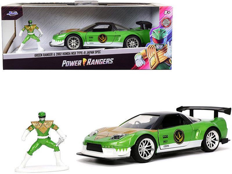 2002 Honda NSX Type-R Japan Spec RHD (Right Hand Drive) and Green Ranger Diecast Figurine "Power Rangers" "Hollywood Rides" Series 1/32 Diecast Model Car by Jada-0